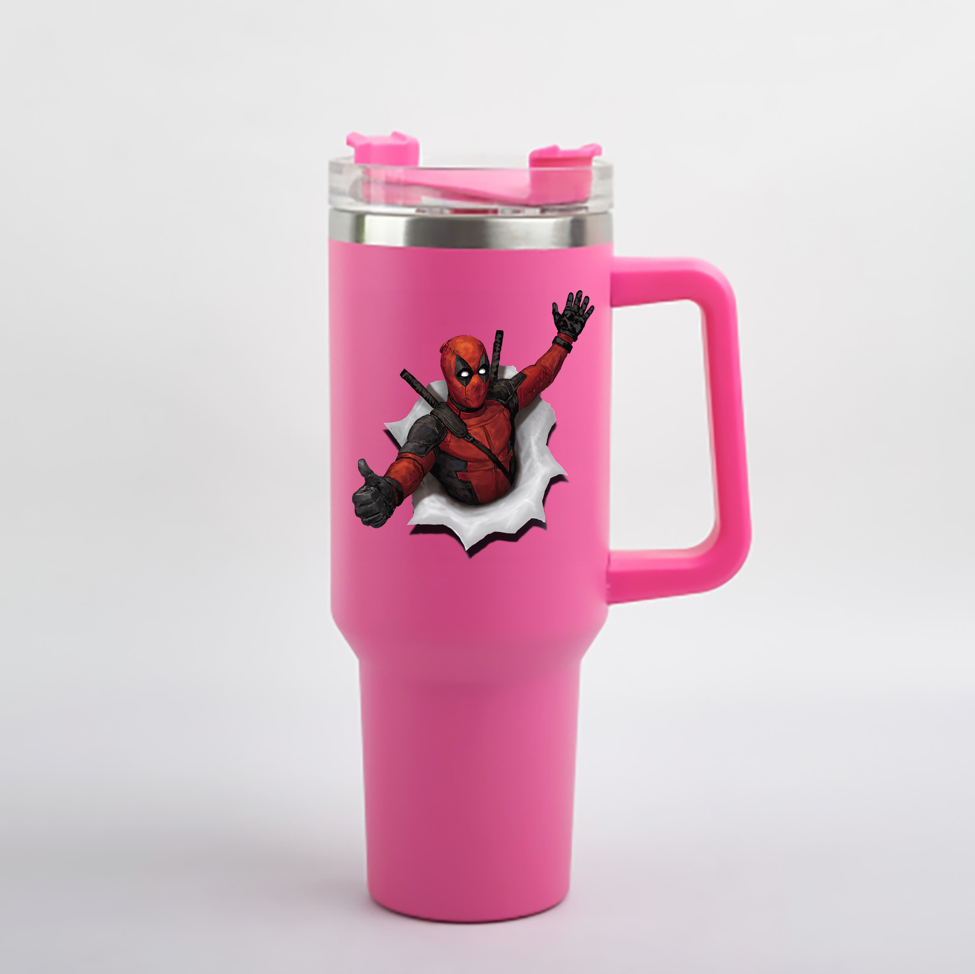 （画像用） Deadpool デッドプール 1200mL車用タンブラー - クリスタルステッカー（プラスチックストロー付き）